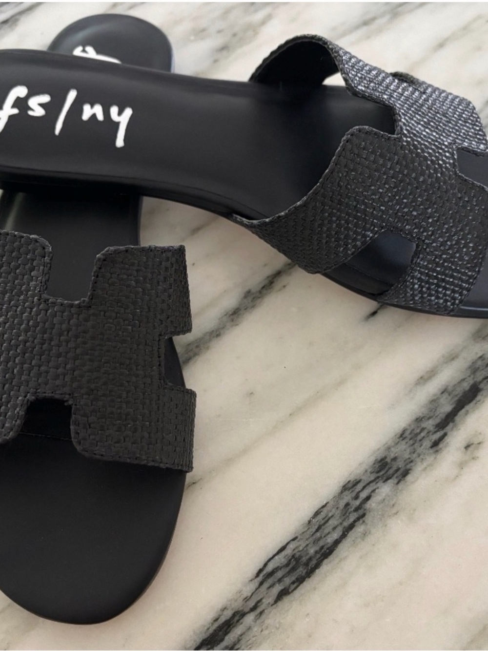 🔥 French Sole Black Woven Slide Sandals